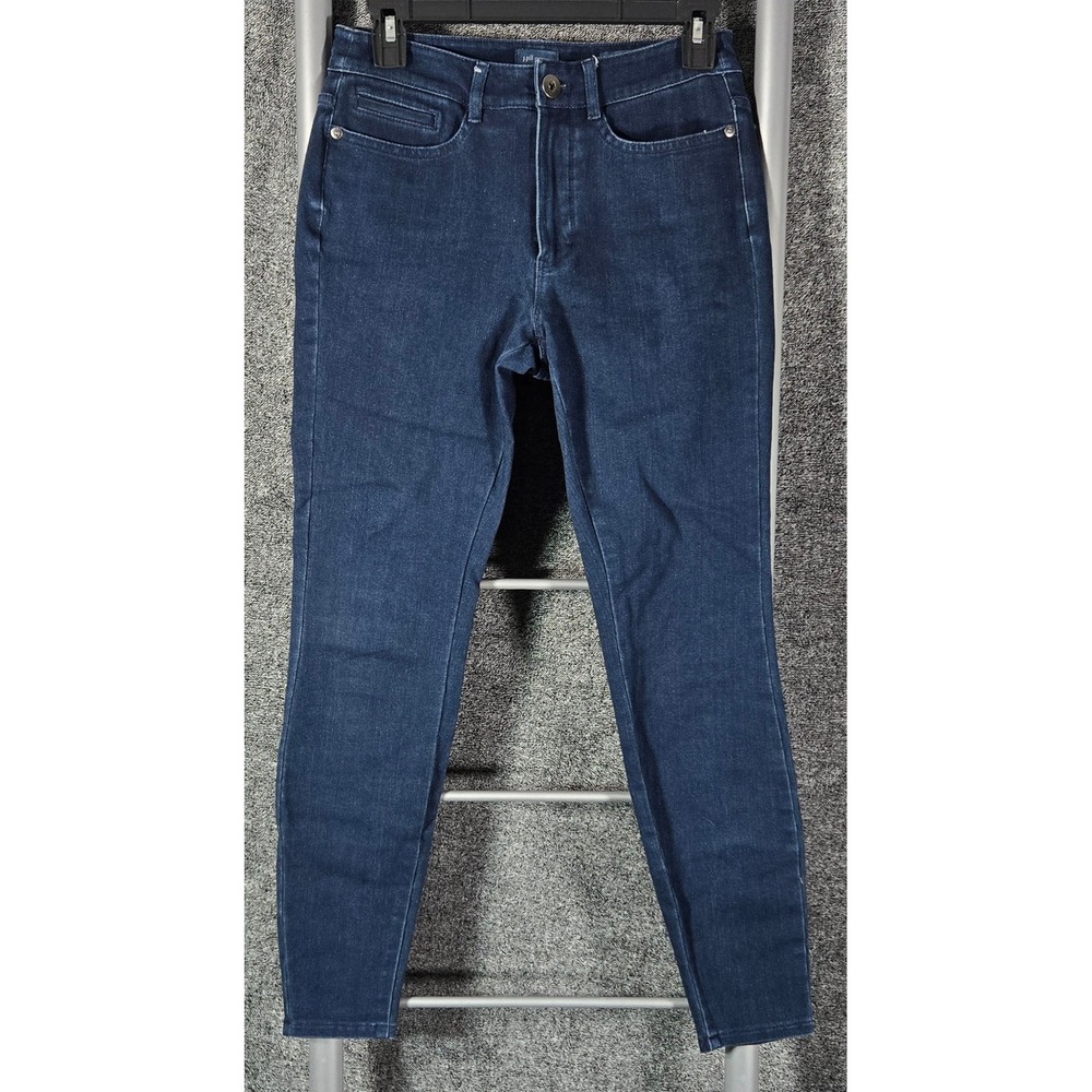 J. Jill Premium-Flex High-Rise Leggings Dark Indigo Blue Denim Skinny Jeans 2